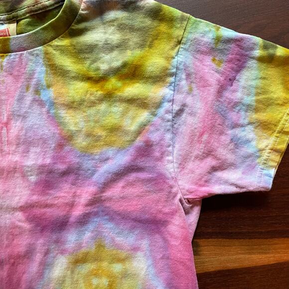 Ice Dyed Unisex T-shirt - Tie Dye Accordion - Pink Gold Bronze - Handmade Small - Picture 6 of 9